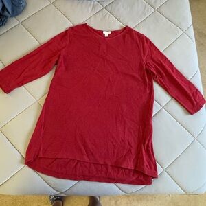 J. Jill Red 3/4 Sleeve Tunic Top